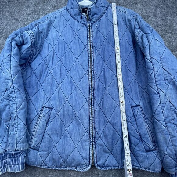 Cotton On Jacket Womens 2 Small Blue Quilted Chore Coat Retro Boho Bomber Faded - Picture 5 of 6